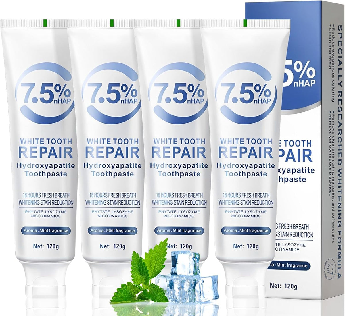 4pcs Nano Hydroxyapatite Toothpaste, Free Formula 16.92 Oz