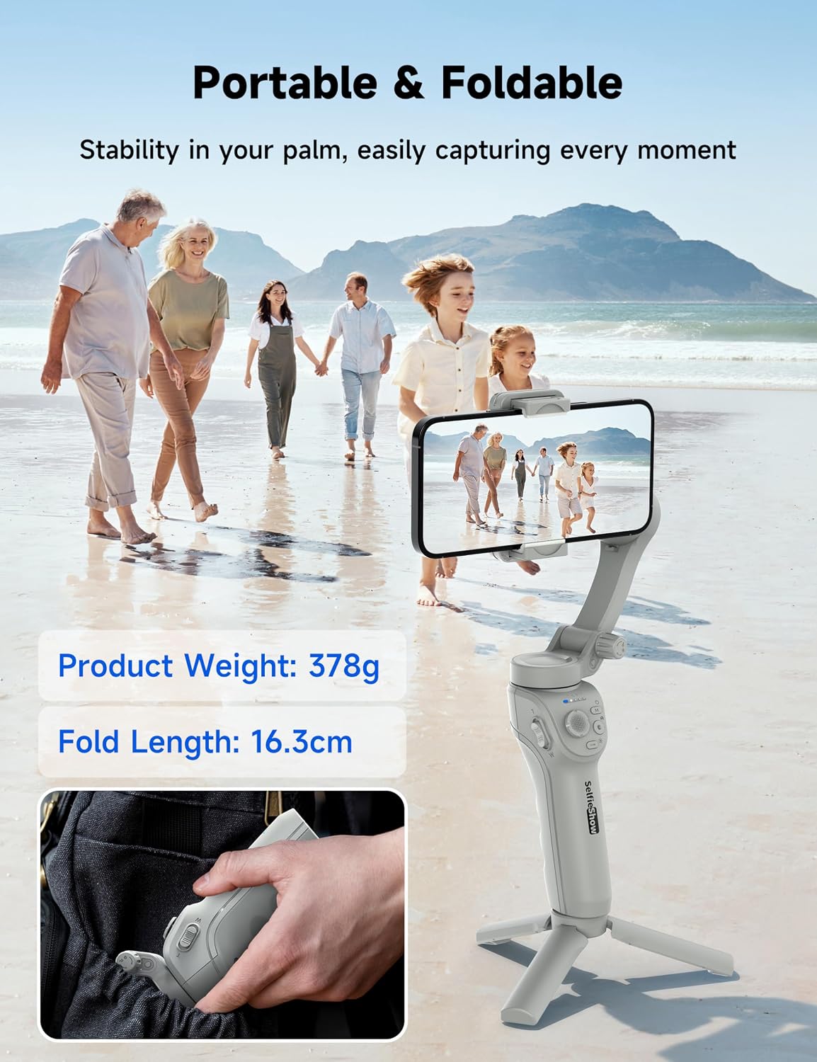 Gimbal Stabilizer for Smartphones, 3-Axis Phone Gimbal,